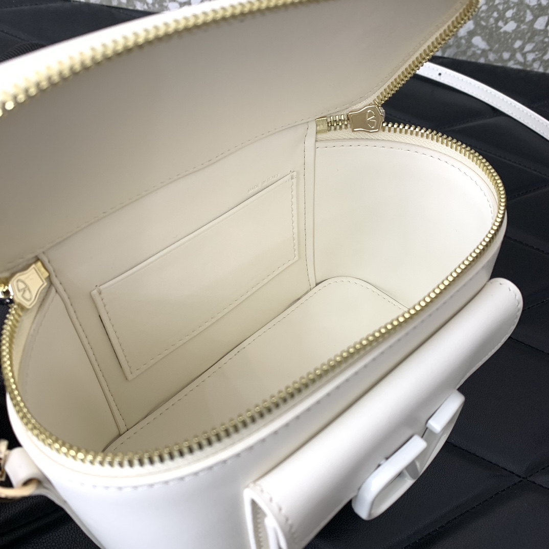 Valentino Garavani Loco Mini Box Bag in Ivory Calfskin Leather 